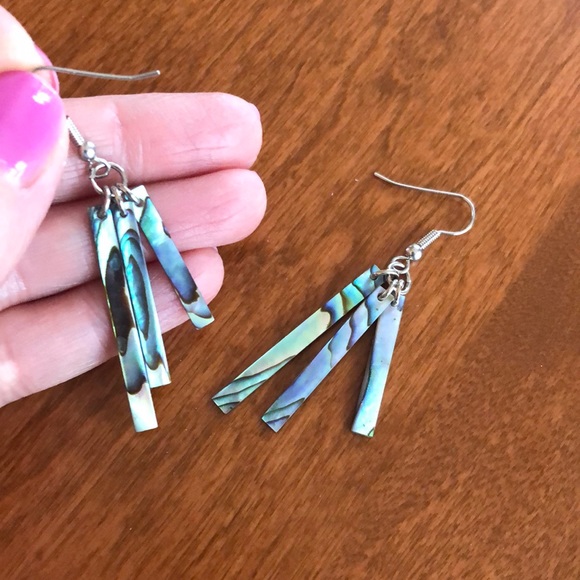 Blue/green mother of pearl earrings - Picture 3 of 3